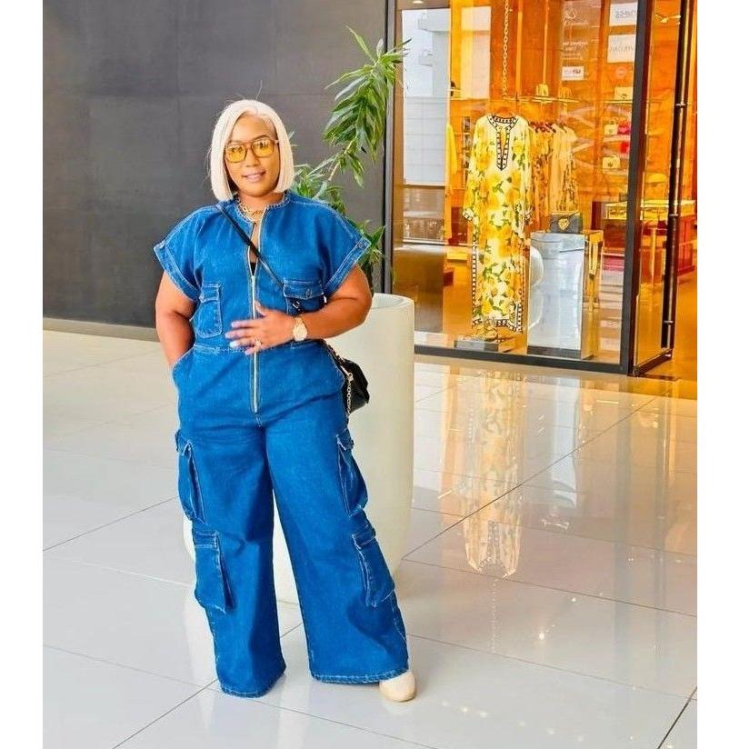 Denim Cargo Jumpsuit.