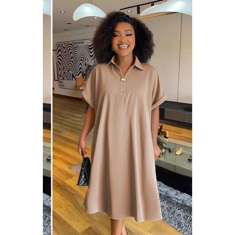 Casual Collar Midi Dress.