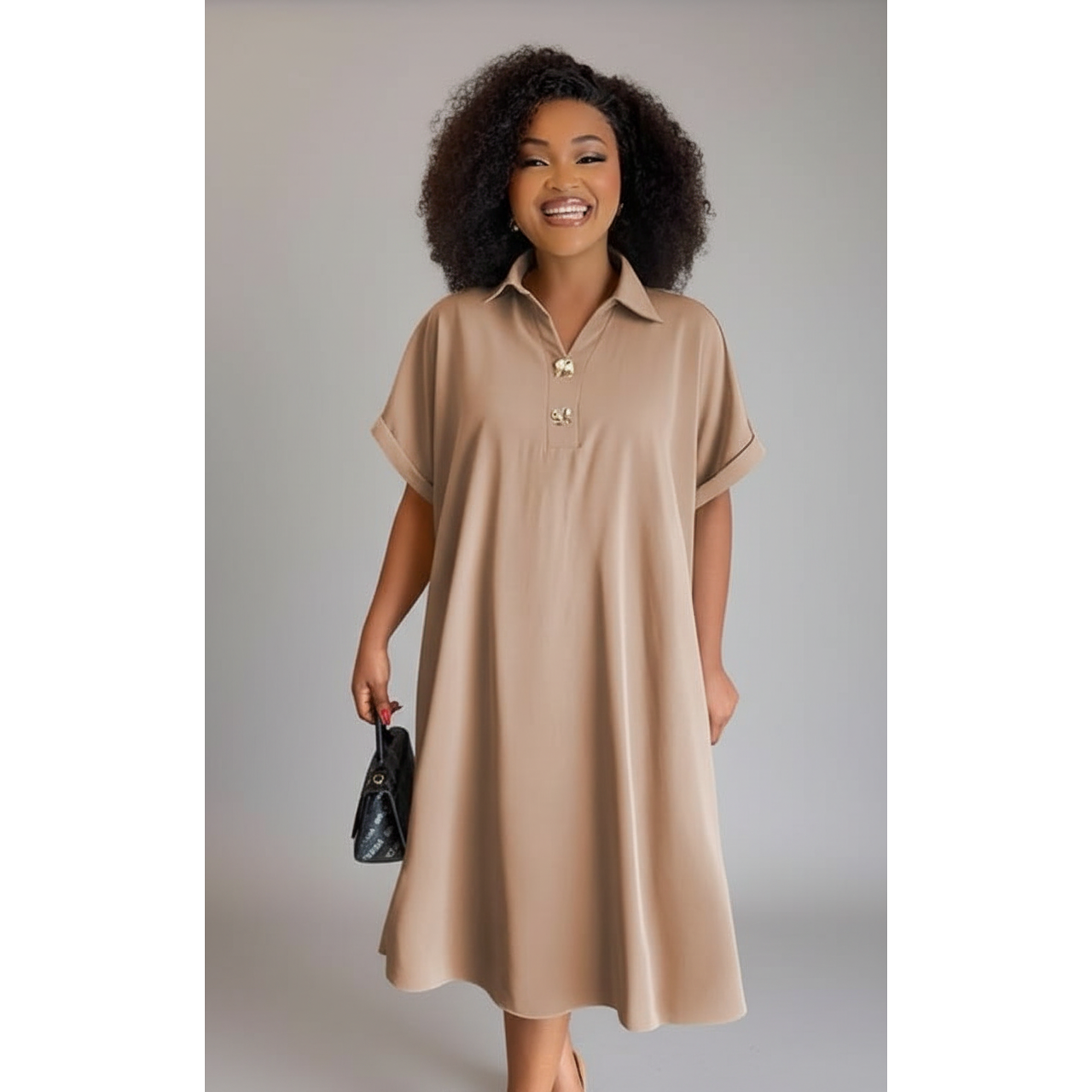 Casual Collar Midi Dress.