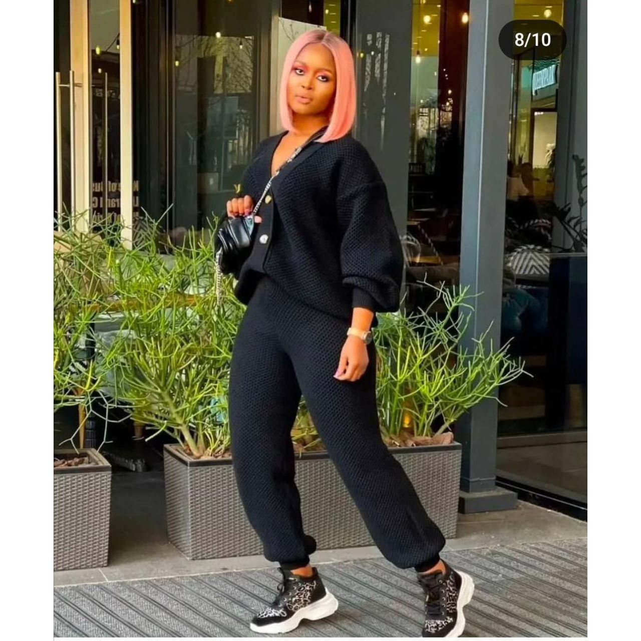 Knitted Button Cardigan & Wide-Leg Pant Set