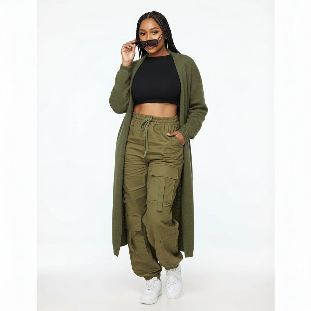 High Waisted Cargo Strap Pants