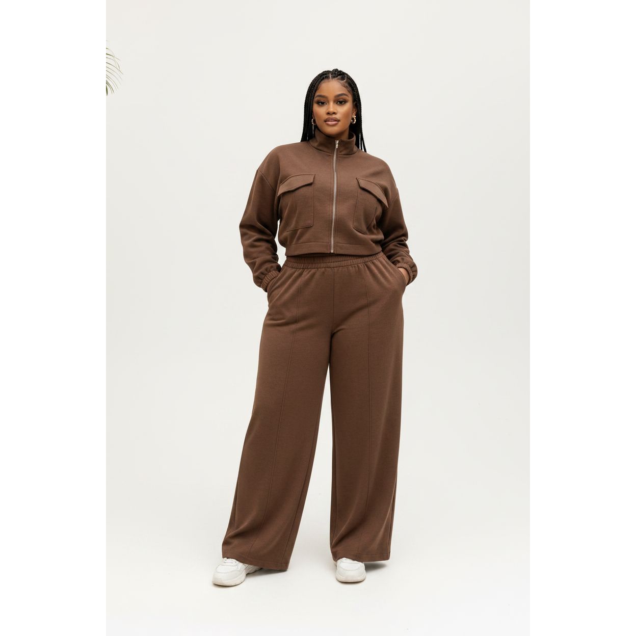 Two Piece Lounge Set With Zip-Up Crop Jacket | Yellow Sub Trading