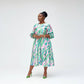 Plus Size Bohemian Print Belted Midi Dress