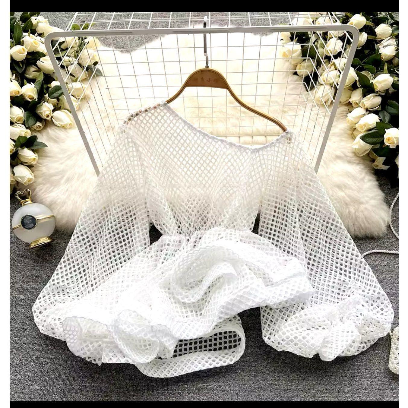 One Shoulder Off Sexy Hollow Out Camisas Top.