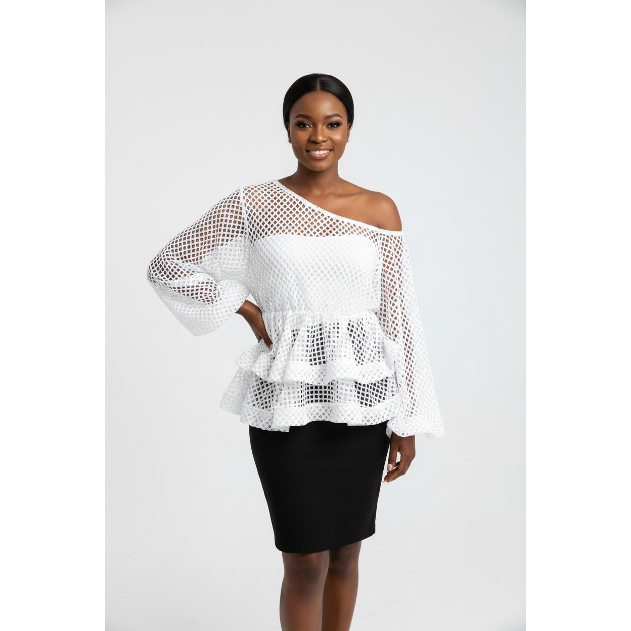 One Shoulder Off Sexy Hollow Out Camisas Top.