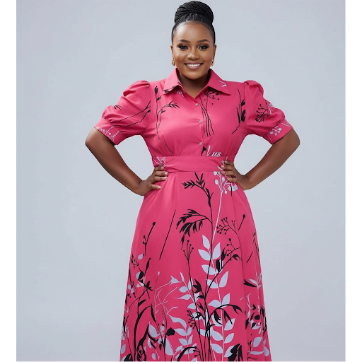 Plus Size Floral Puffy Sleeves Printed Maxi Dress