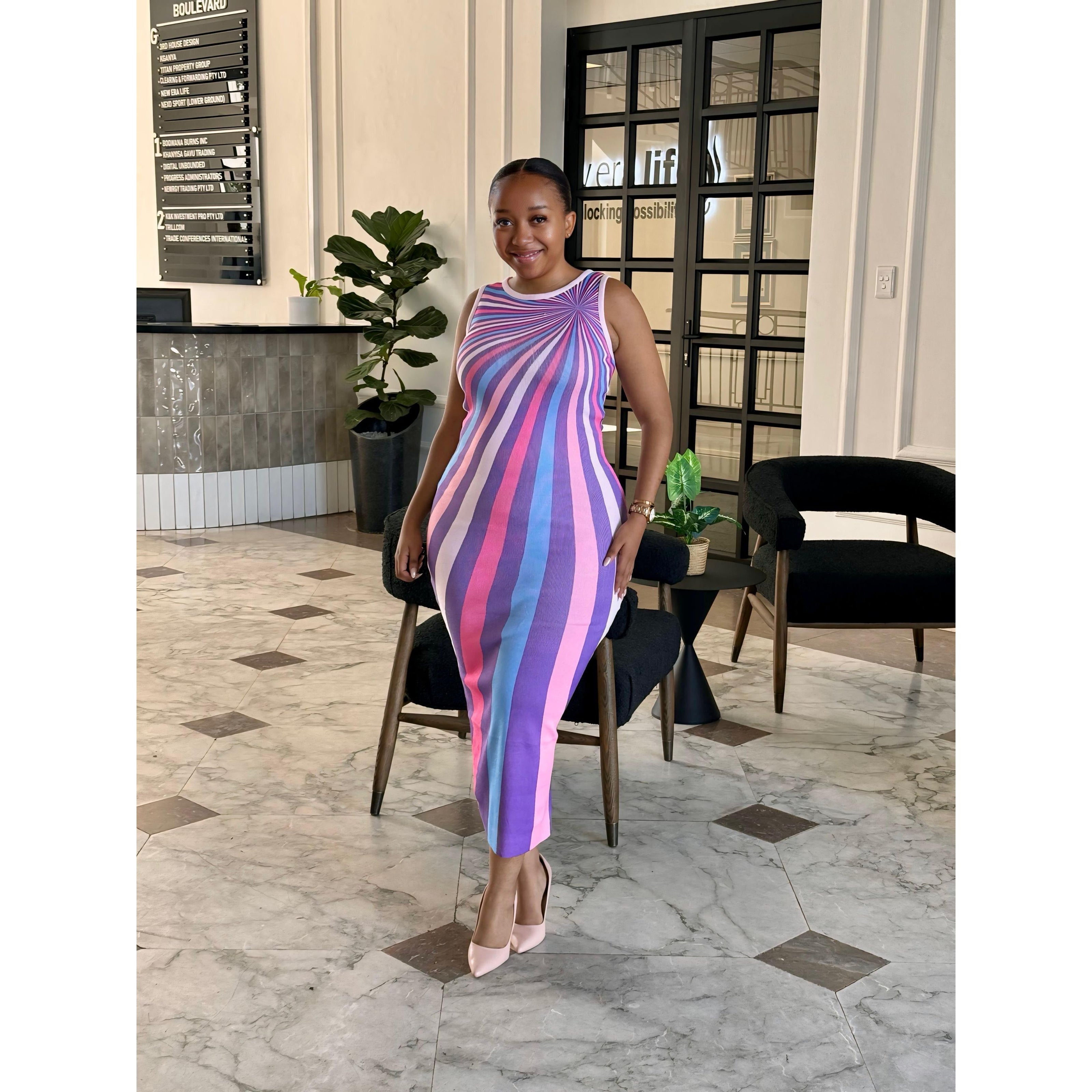 Rainbow colors Maxi Sleeveless Dress