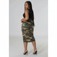 Camouflage Side Slit Cargo Skirt