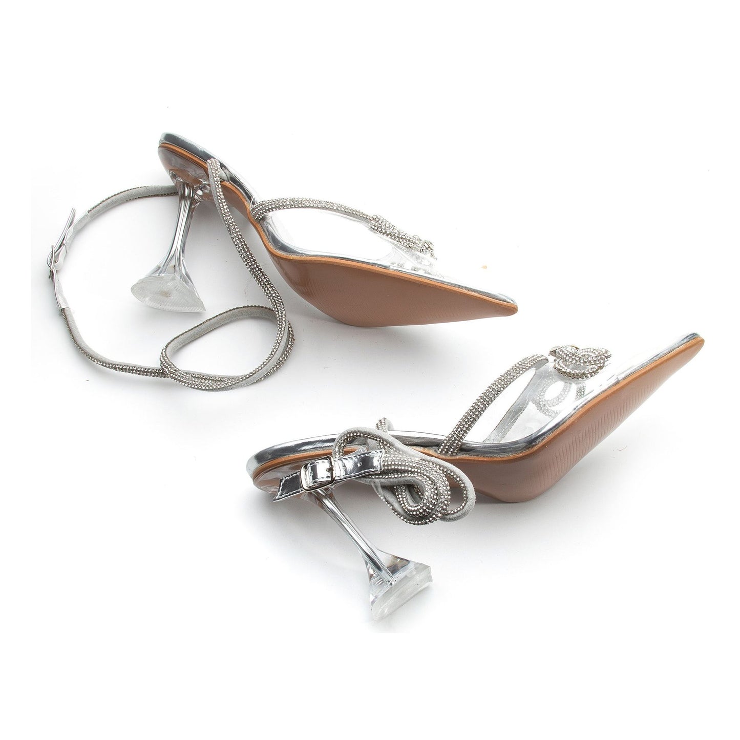 Rhinestone Bow Knot Short Heel