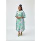 Plus Size Bohemian Print Belted Midi Dress