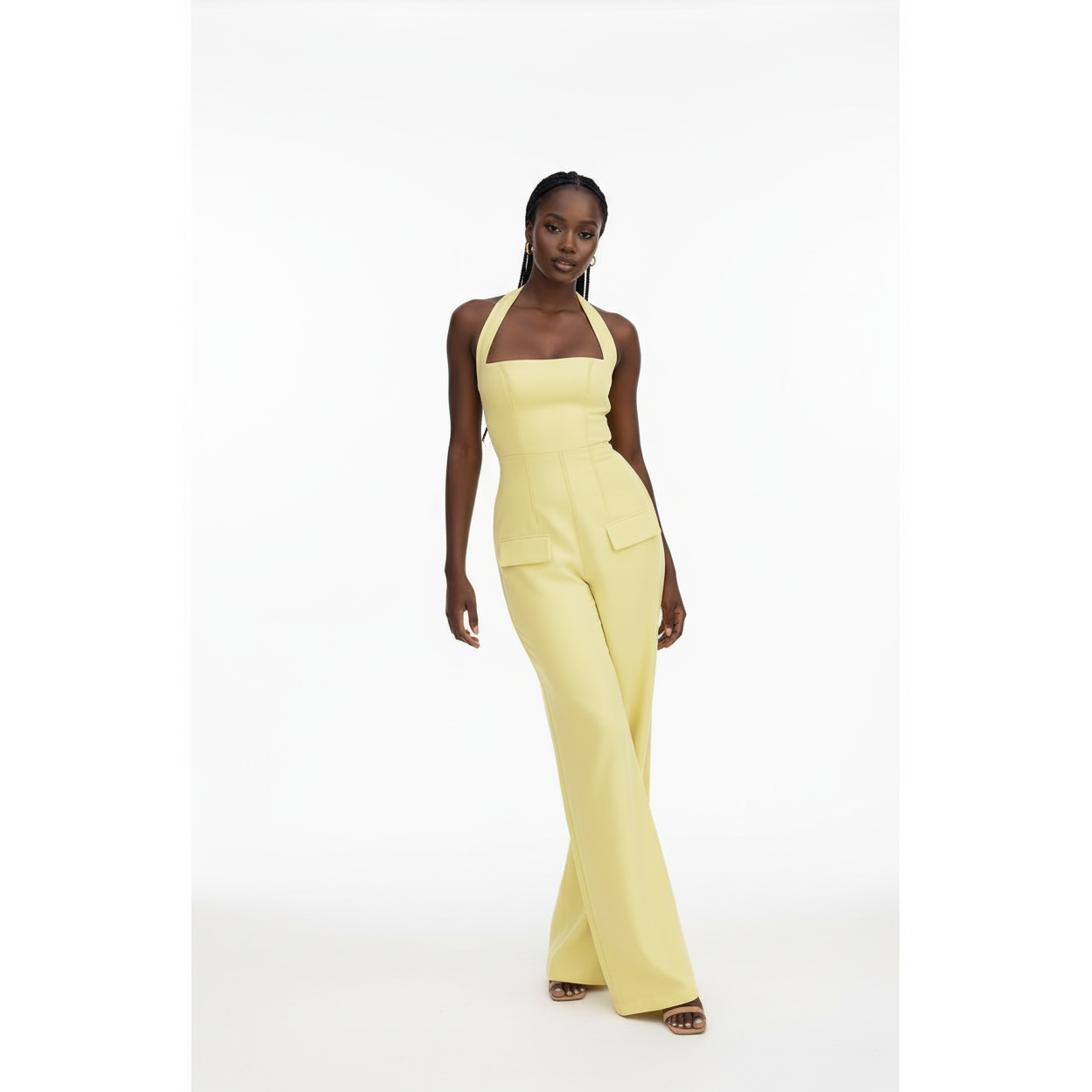 Sleeveless Wide Leg Cargo Jumpsuit.