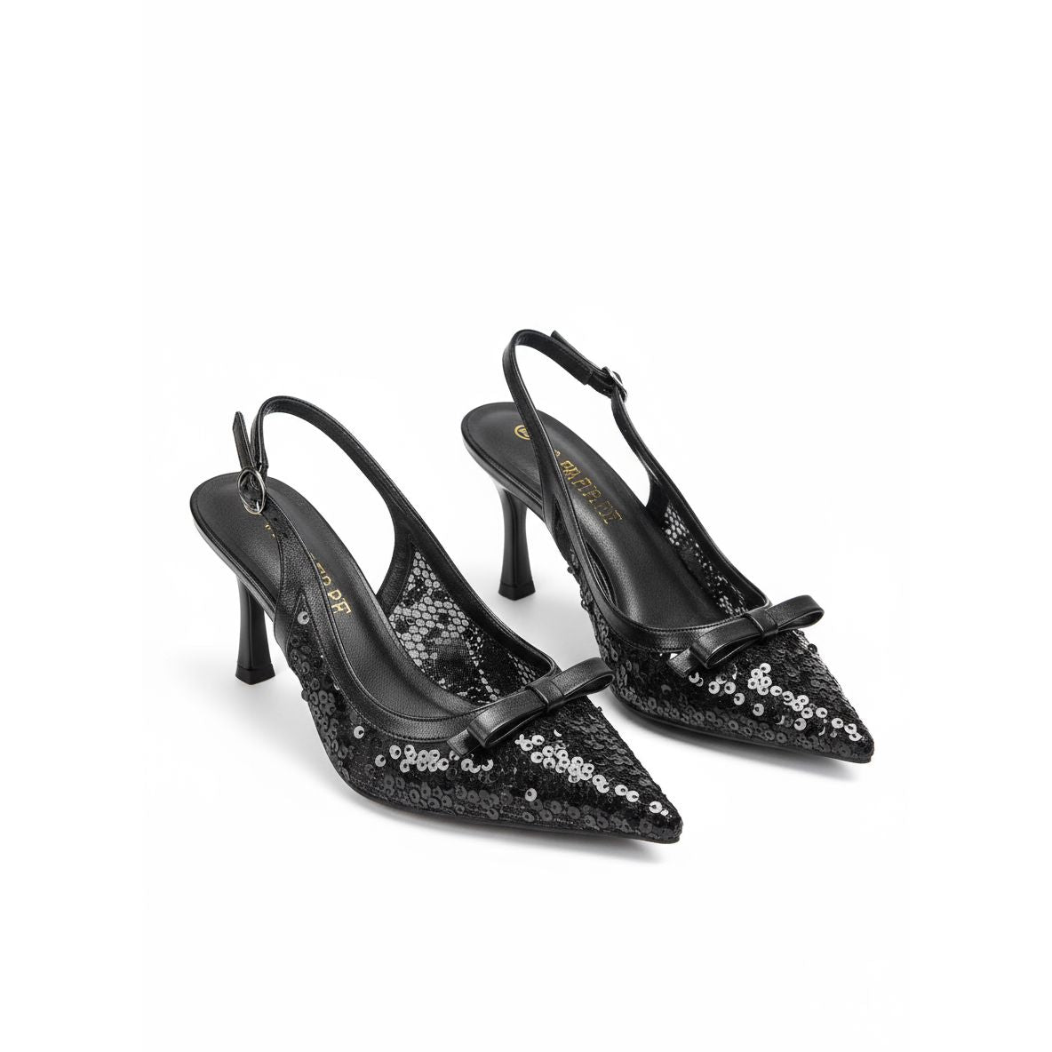 Rhinestones Slingback Decorated Pointed Heels Pumps