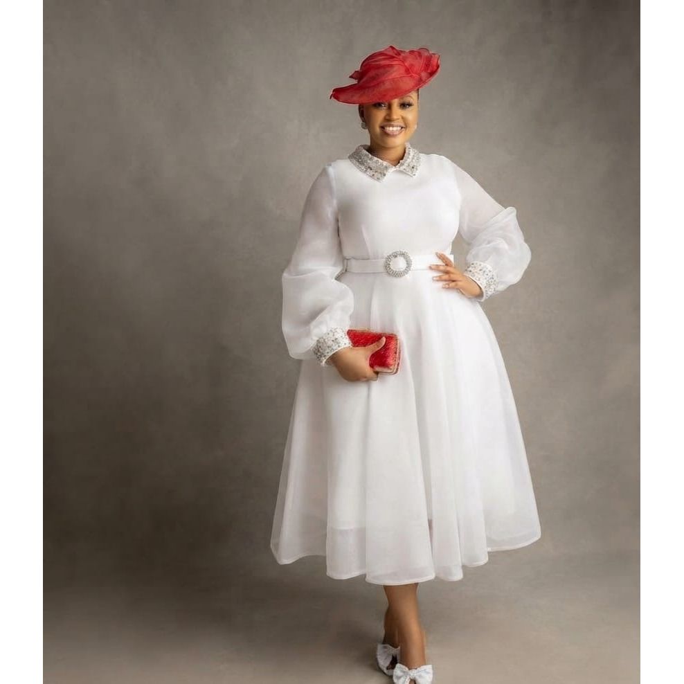 Royal Crystal-Embellished Organza Midi Dress.