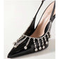 Diamond Embellishment Stiletto Pointed-Toe Shoes.
