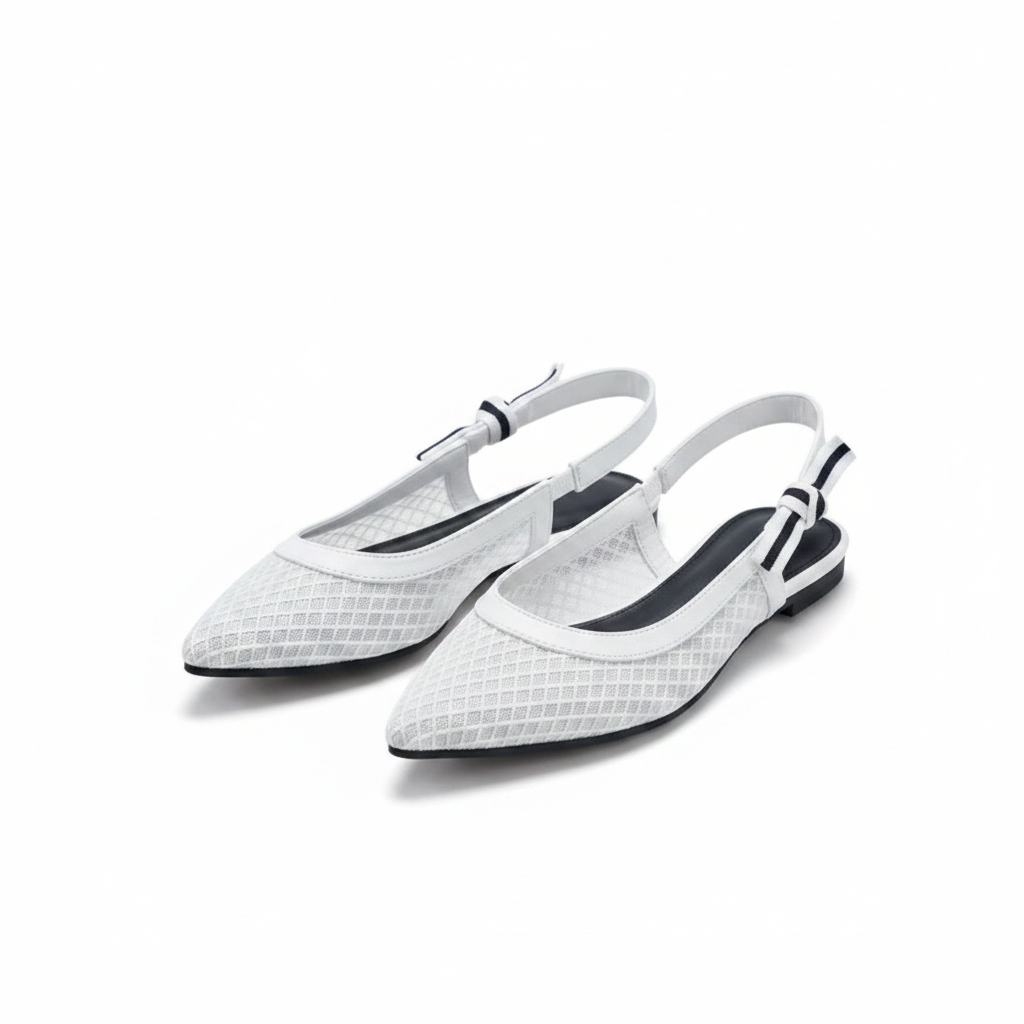 Slingback Mesh Heels Feature a Pointed Toe