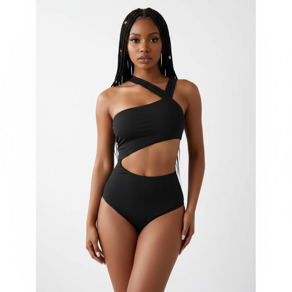 One Shoulder High Waist Swimwear Bikini Set.