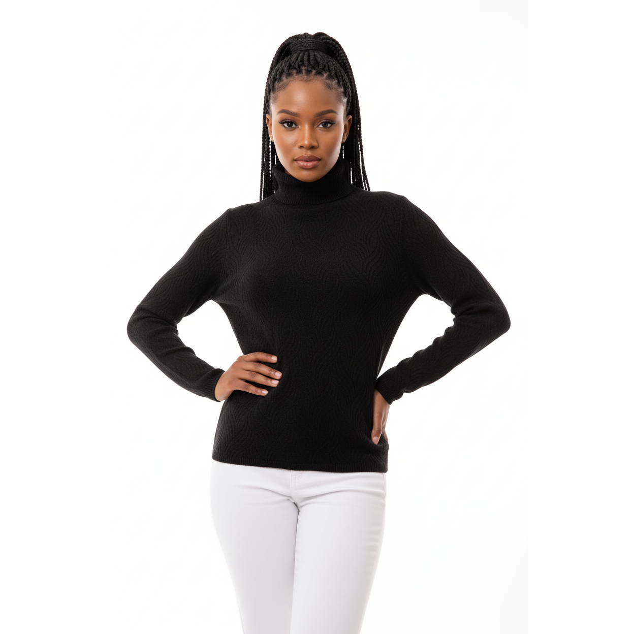Turtleneck Ribbed Knit Sweater