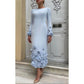 Elegant Plus Size Floral Pleat Midi Dress
