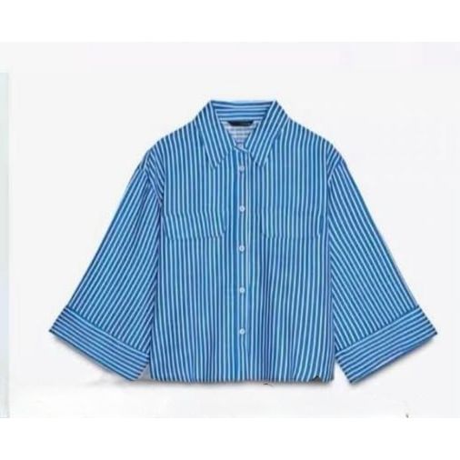 Metallic Thread Short Striped Shirt