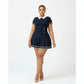 Collared Contrasting Pleated Knitted Mini Dress.