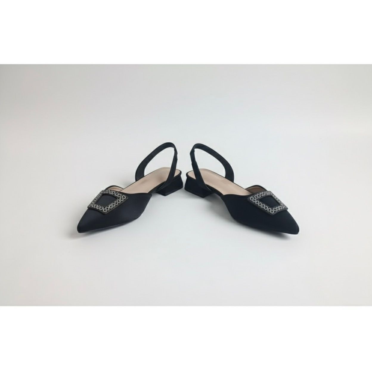 Crystal Buckle Slingback Heels