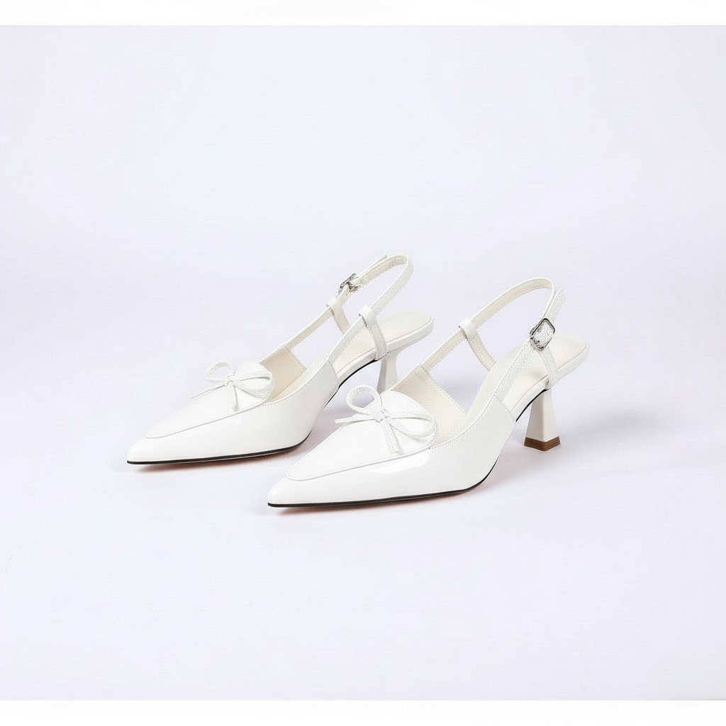 Stiletto Court Heel Tie Bow With Buckle Detail