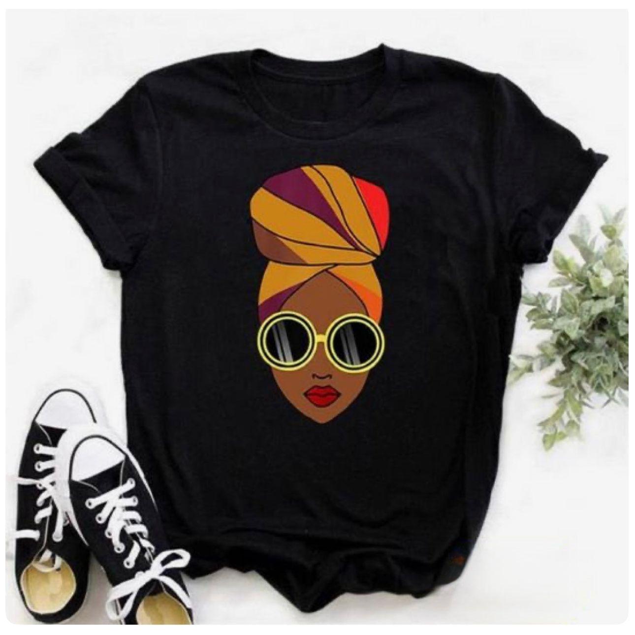 African Diva Queen Graphic Print T-Shirt.