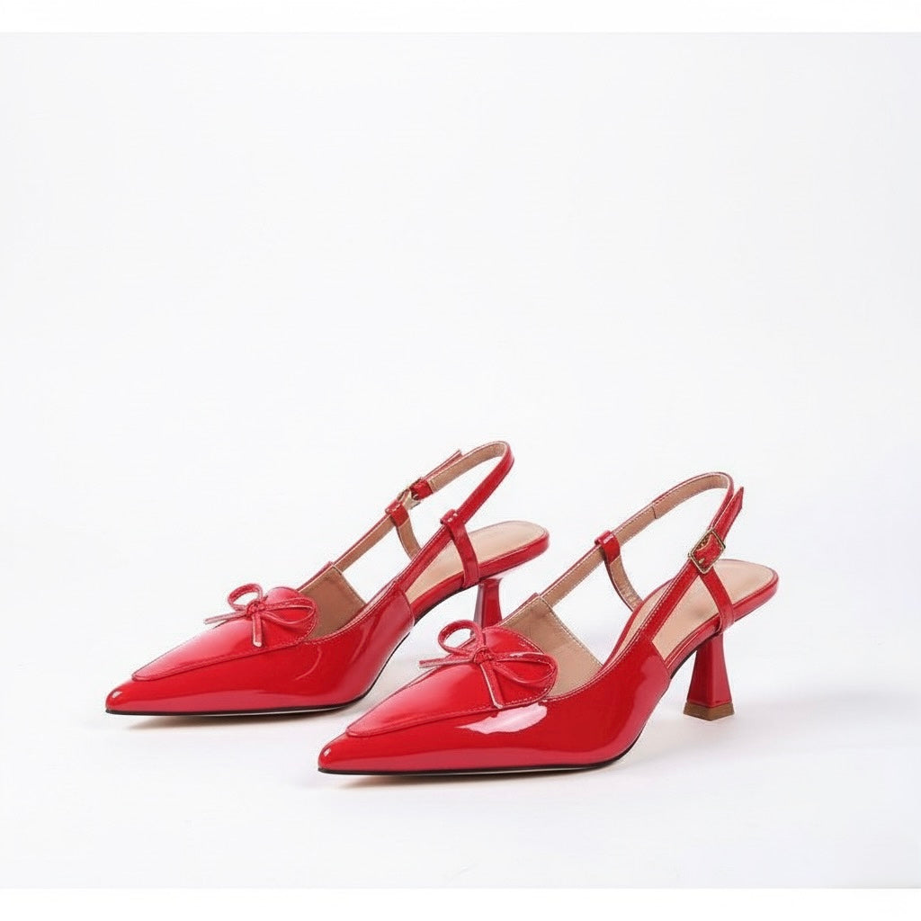 Stiletto Court Heel Tie Bow With Buckle Detail