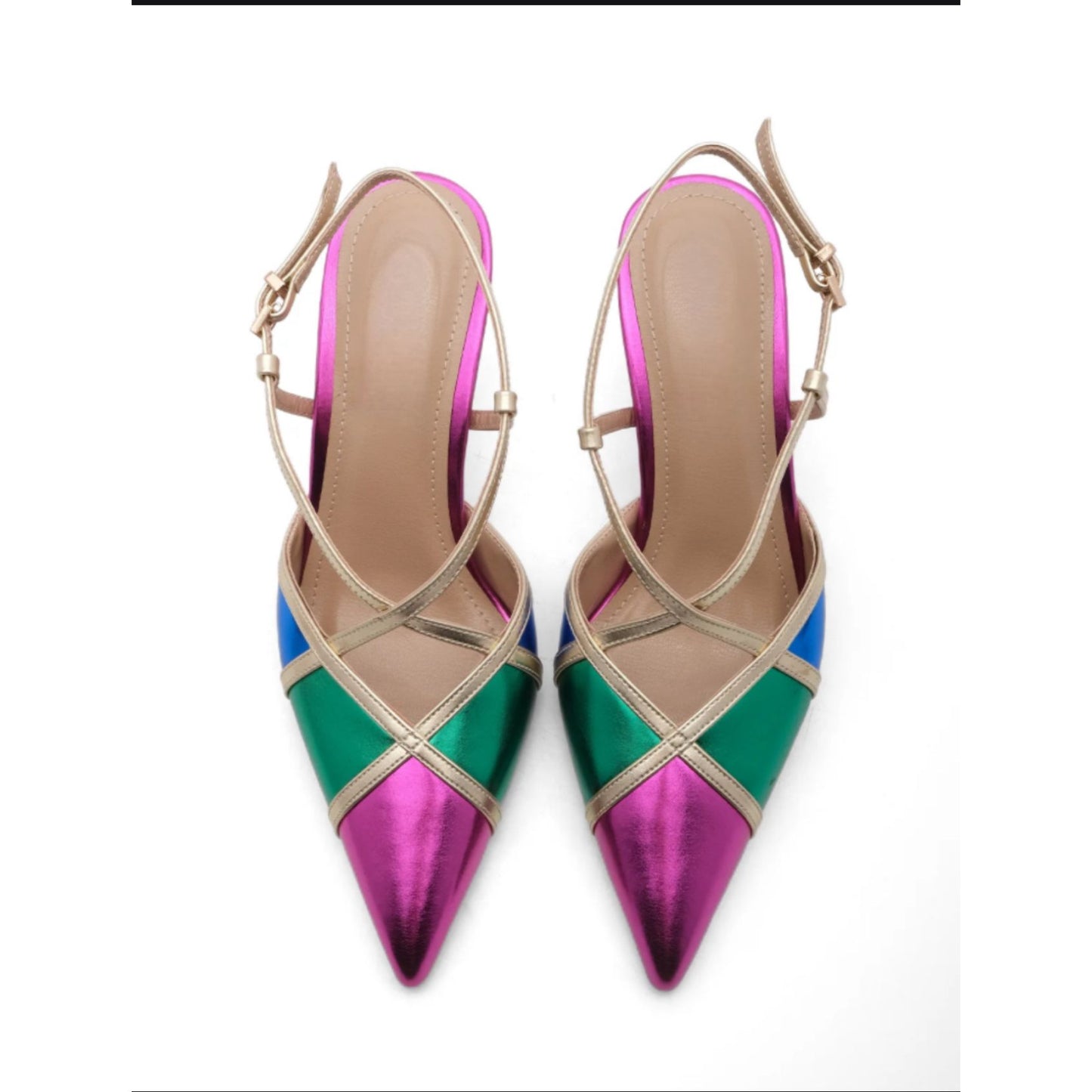 Multi-Color Strappy High Heels Pumps