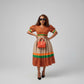Ankara Print Puff Sleeve Midi Dress