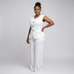Sleeveless Button Front Vest Blazer & Wide Leg Pants
