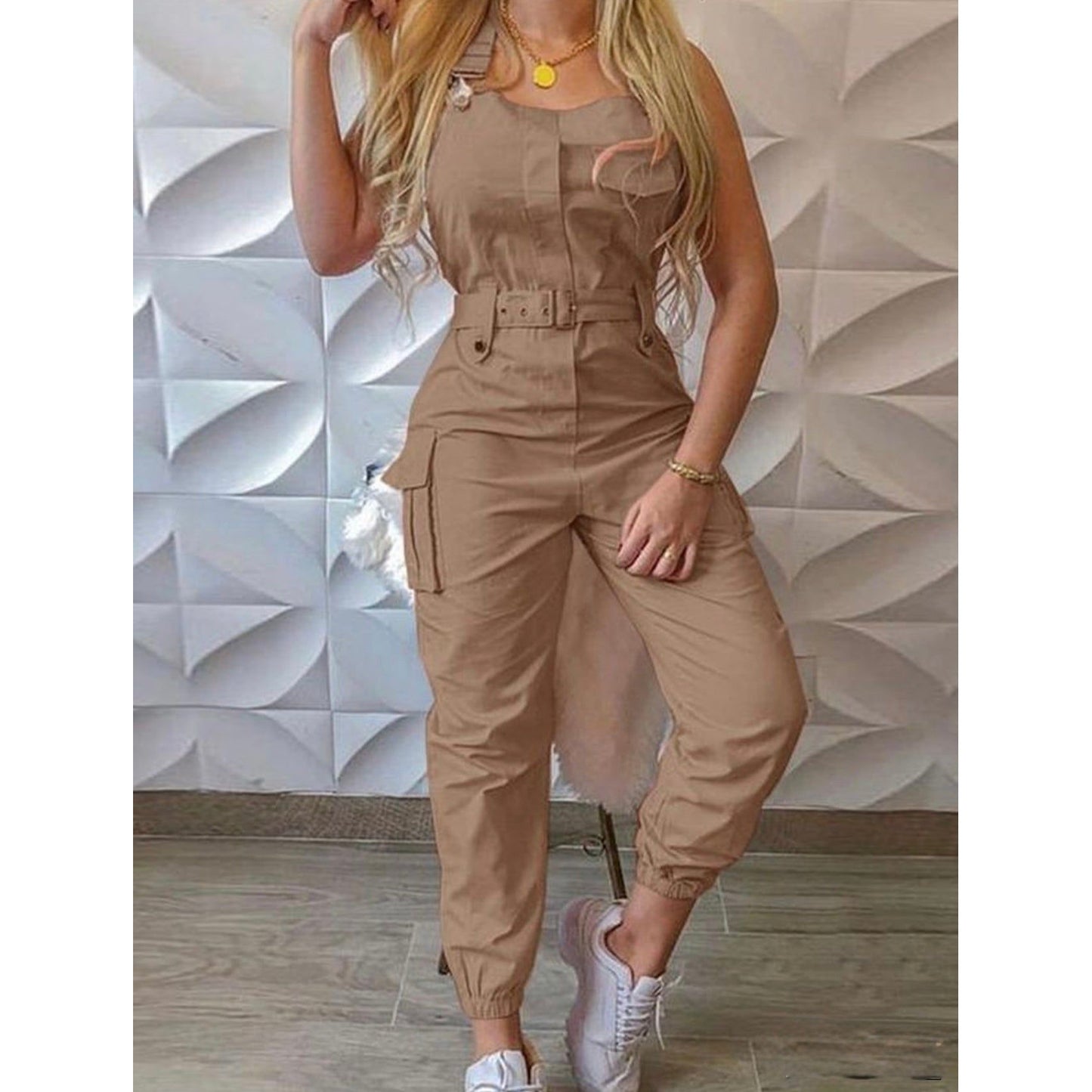 Strapless Pleated Solid Color Jumpsuit For Women