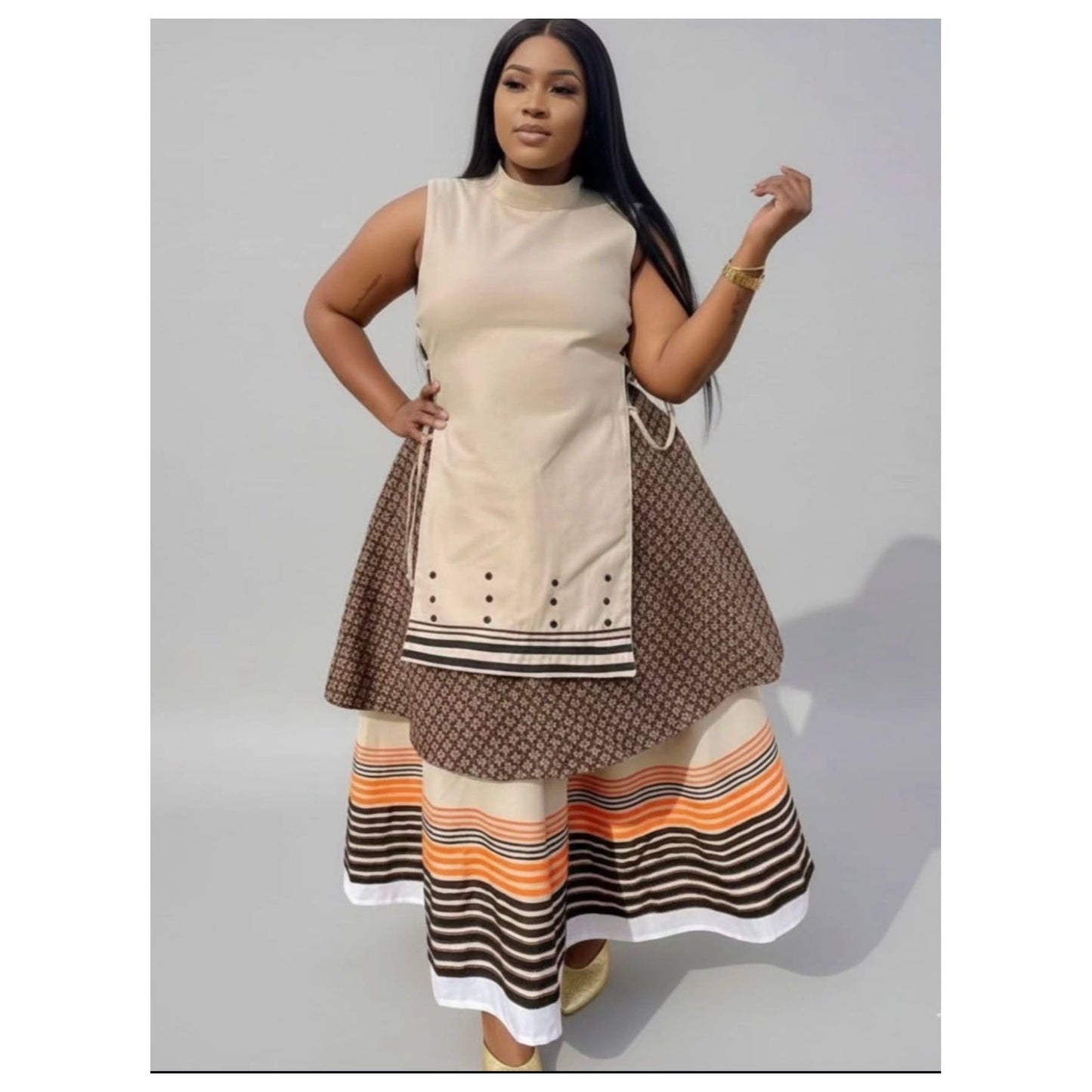 Multi-Color African Sleeveless Maxi Dress