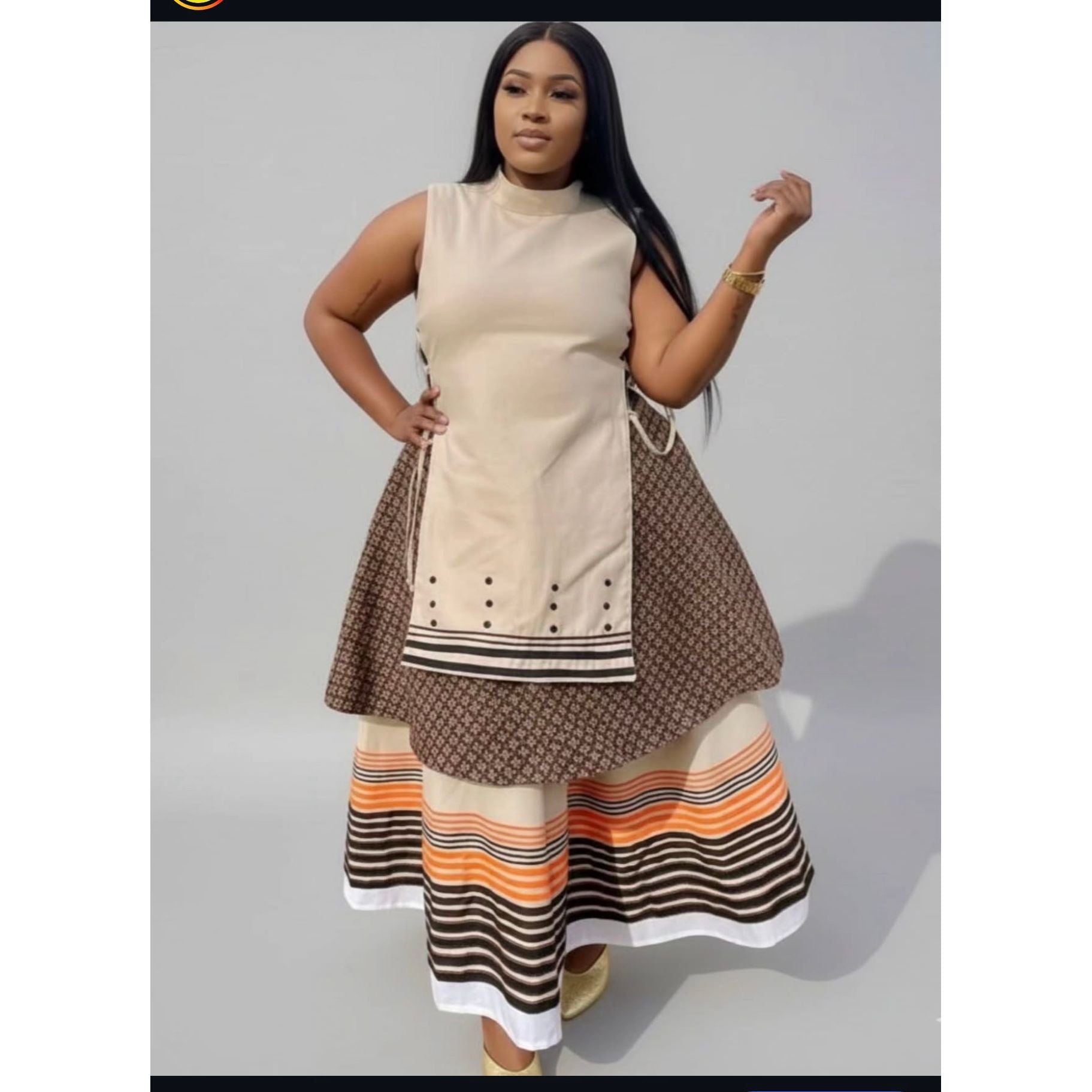 Multi-Color African Sleeveless Maxi Dress