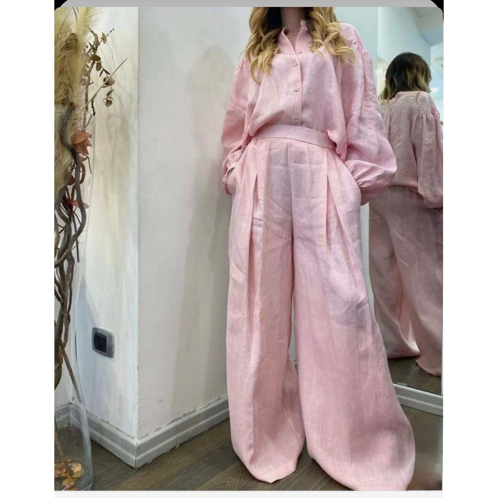 Drop Shoulder Shirt & Wide Leg Pants.