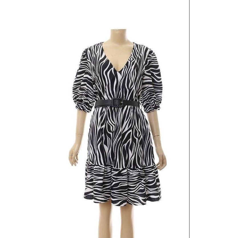 Irregular Lines Printed Mini Dress