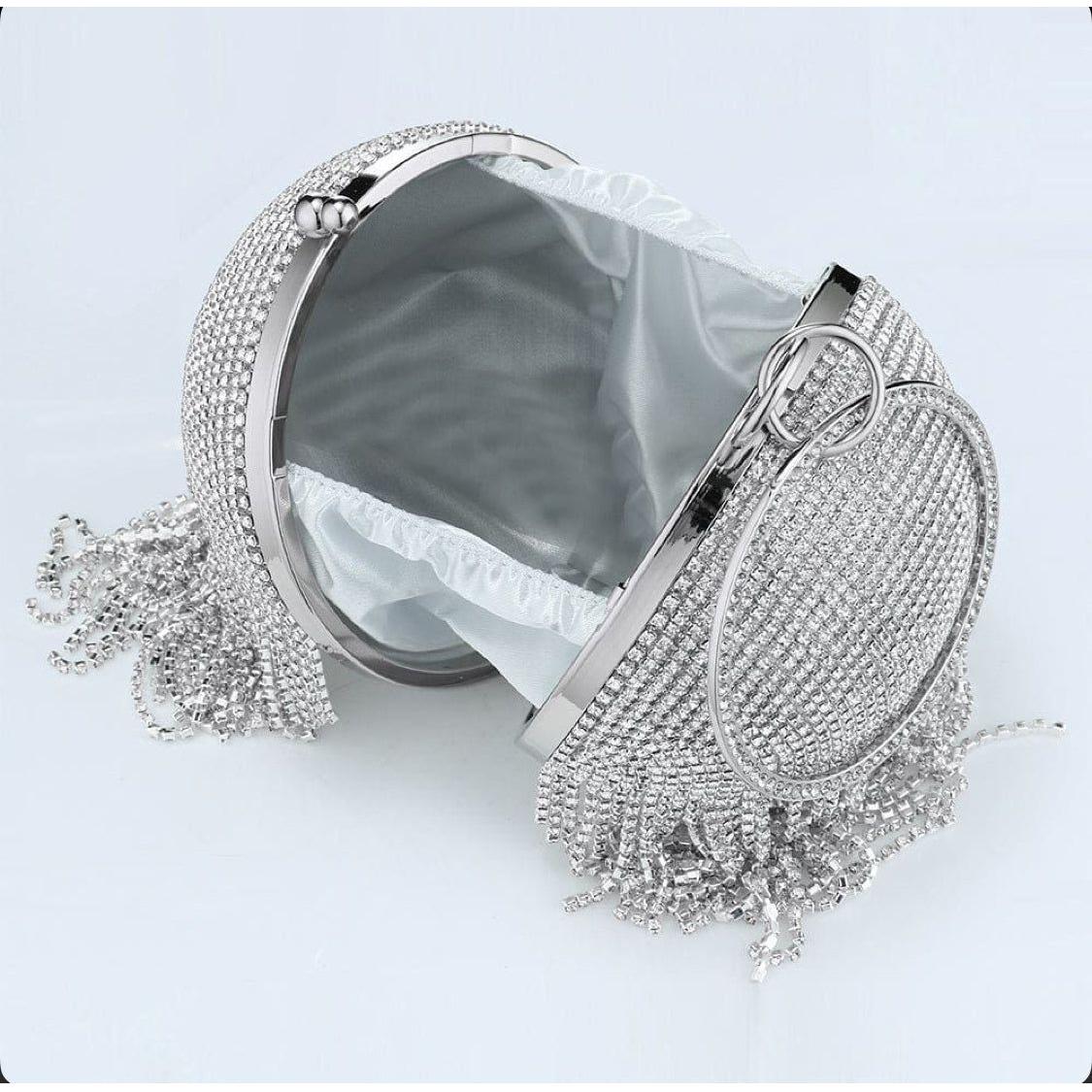 Rhinestone Tassel Round Handbag