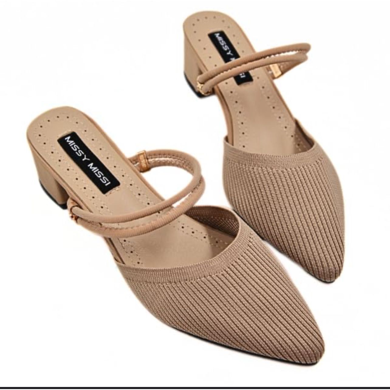 Pointed-Toe Woolen Woven Back Elasticated Women's High Heels