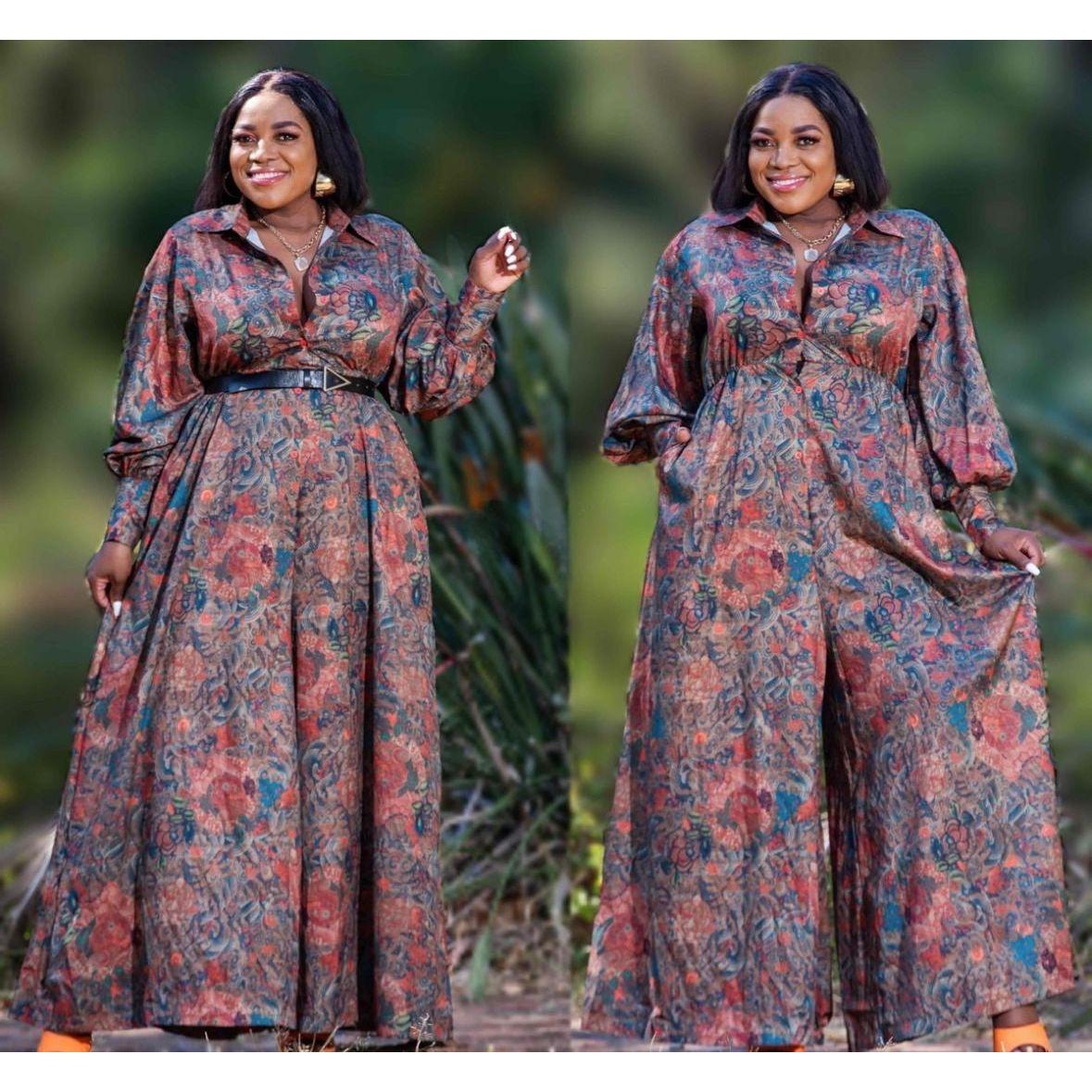 Plus-Size Palazzo Floral Jumpsuit