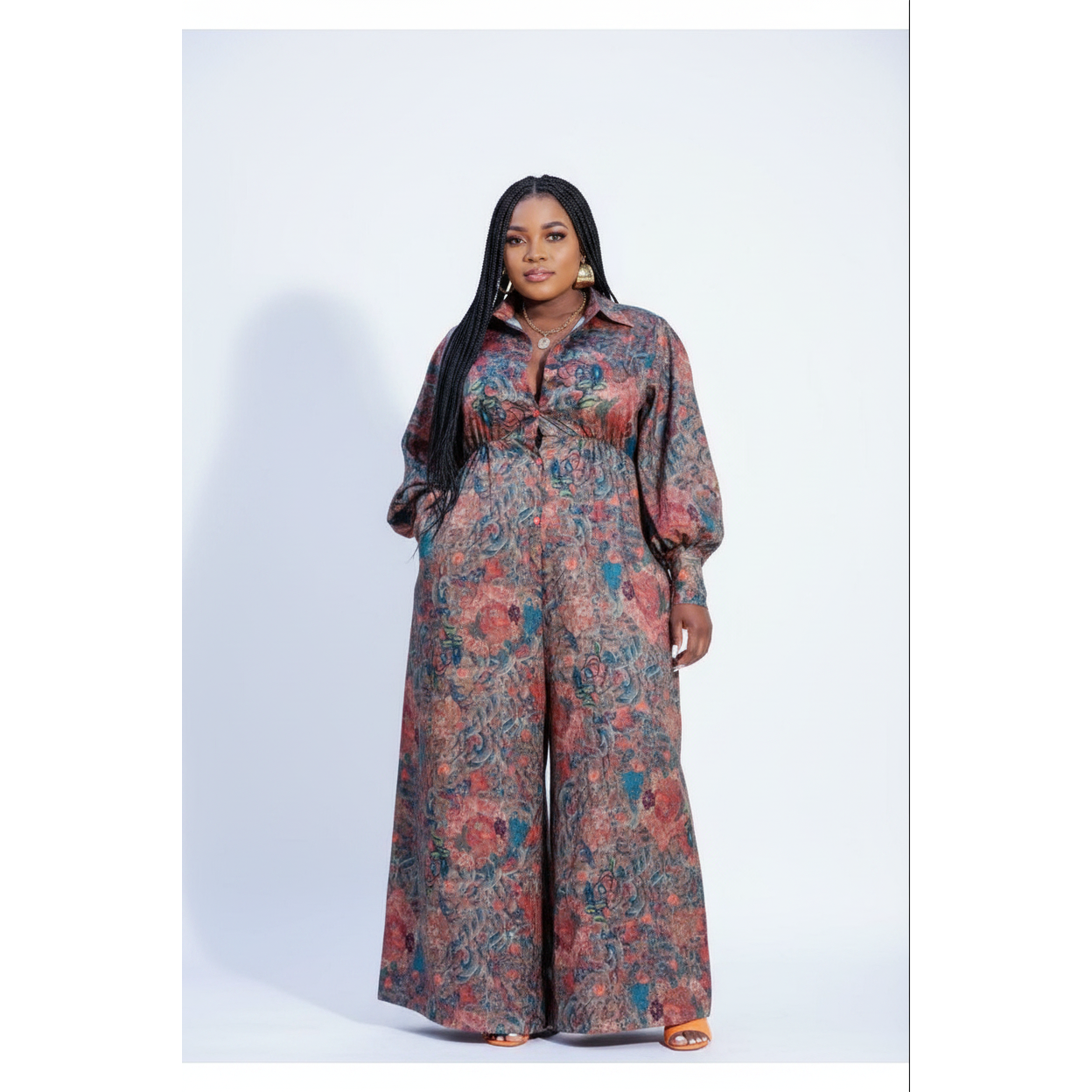 Plus-Size Palazzo Floral Jumpsuit