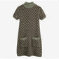 Mock-Neck Plaid Knit Mini A-Line Dress