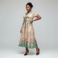 Plus Size Short Sleeve V-Neck Multi-Color A-Line Maxi Dress