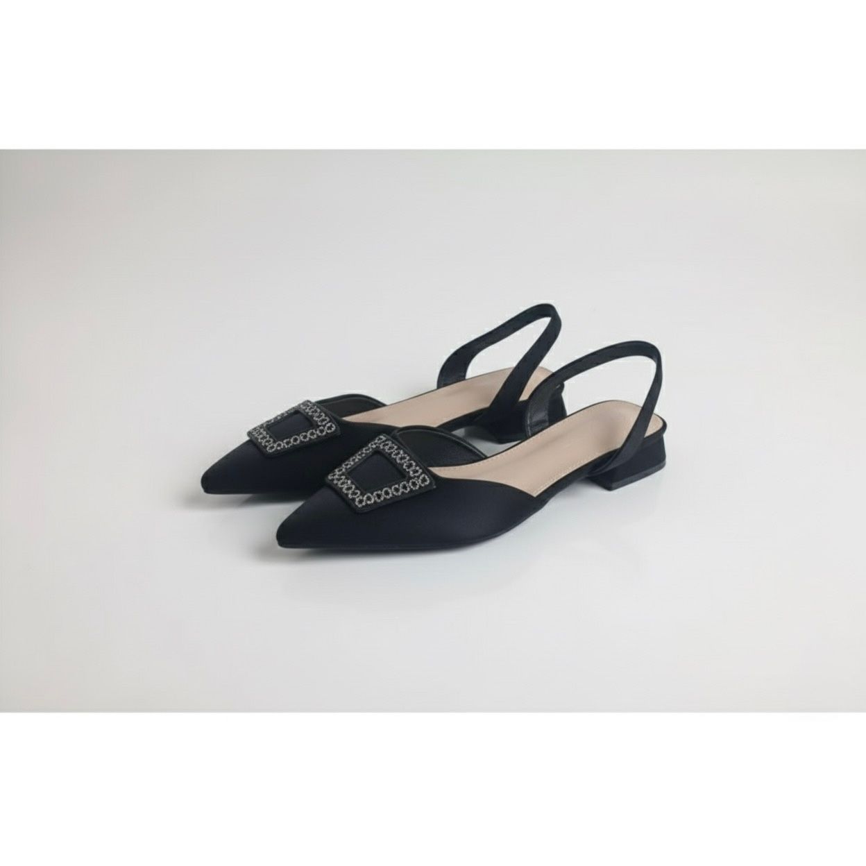 Crystal Buckle Slingback Heels