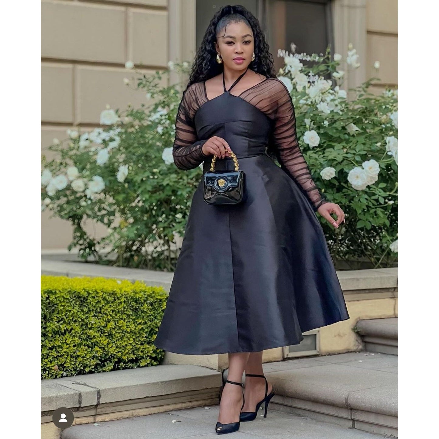 Elegant Honeycomb Midi Dress.