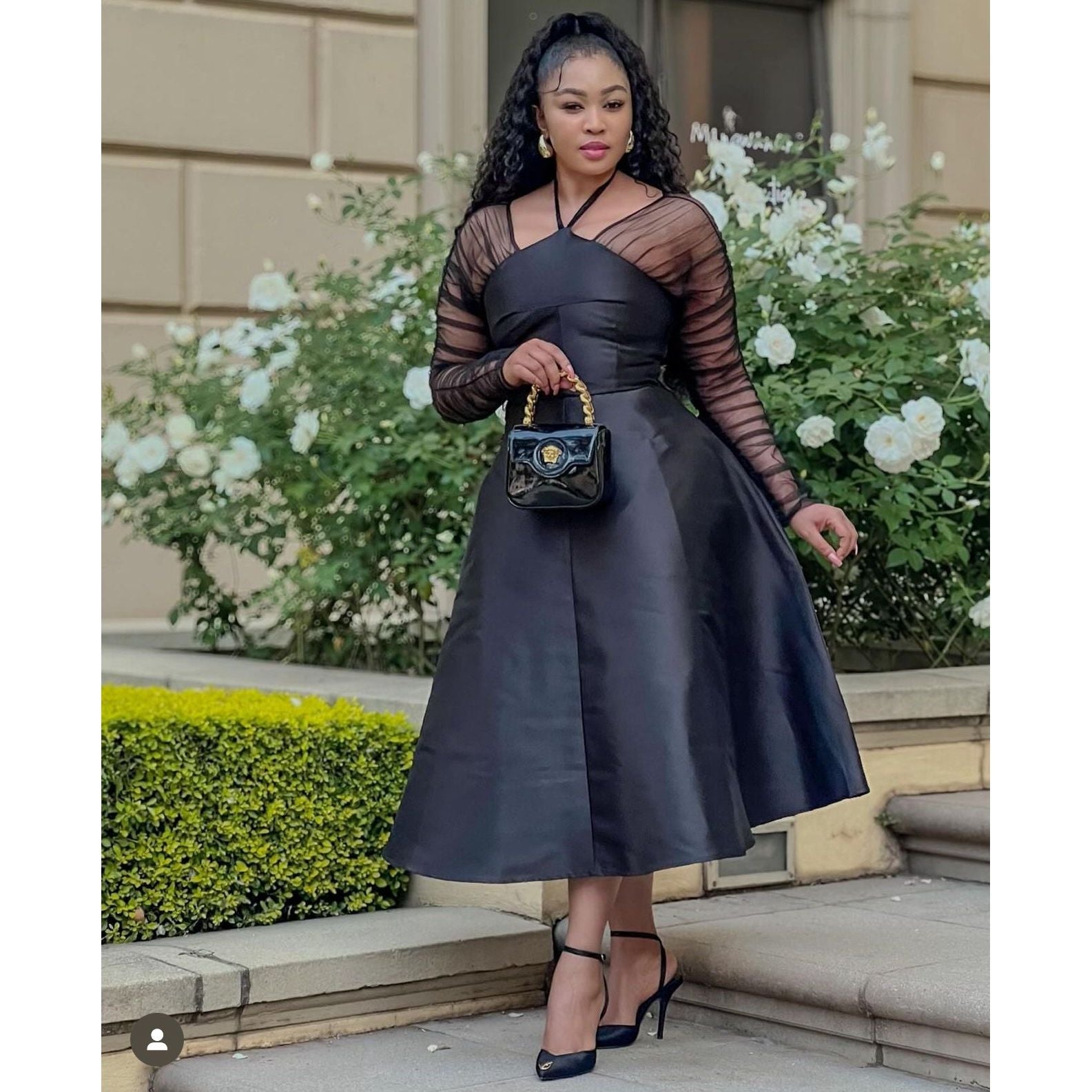 Elegant Honeycomb Midi Dress.