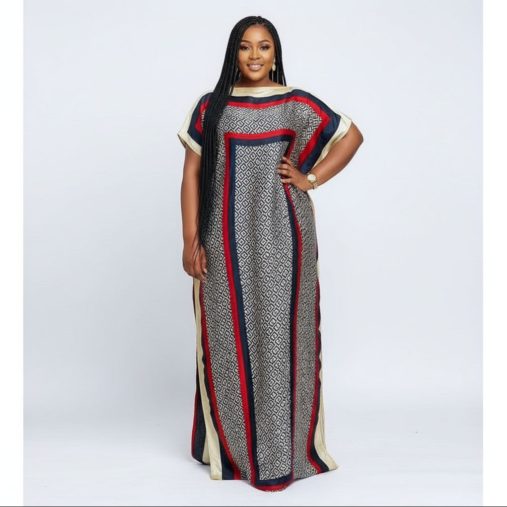 Italian Silk African Kaftan Style Elegant Maxi Dress.
