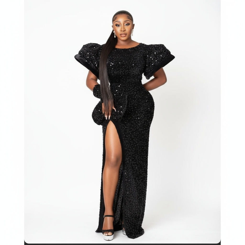 Slit glitter maxi dress