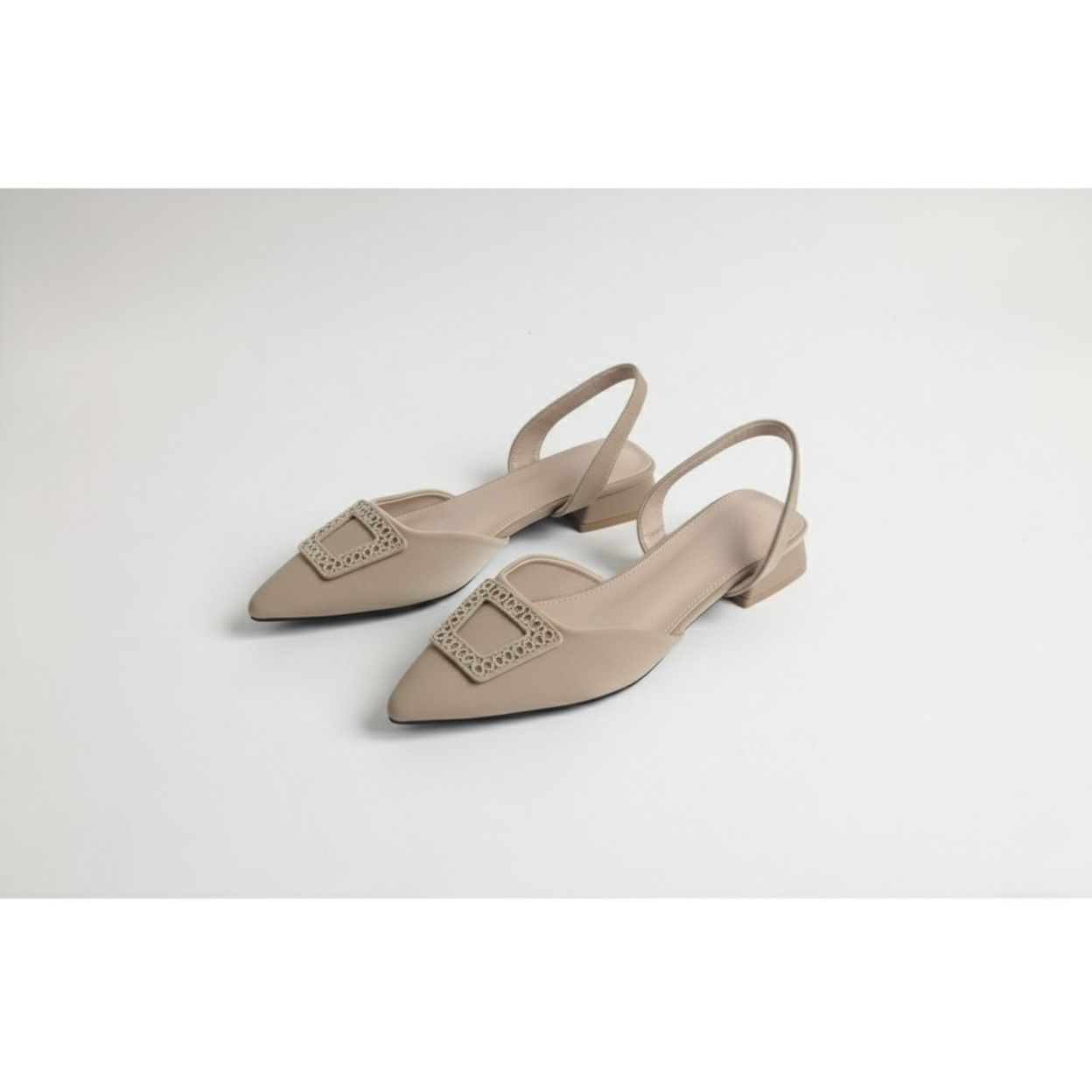 Crystal Buckle Slingback Heels