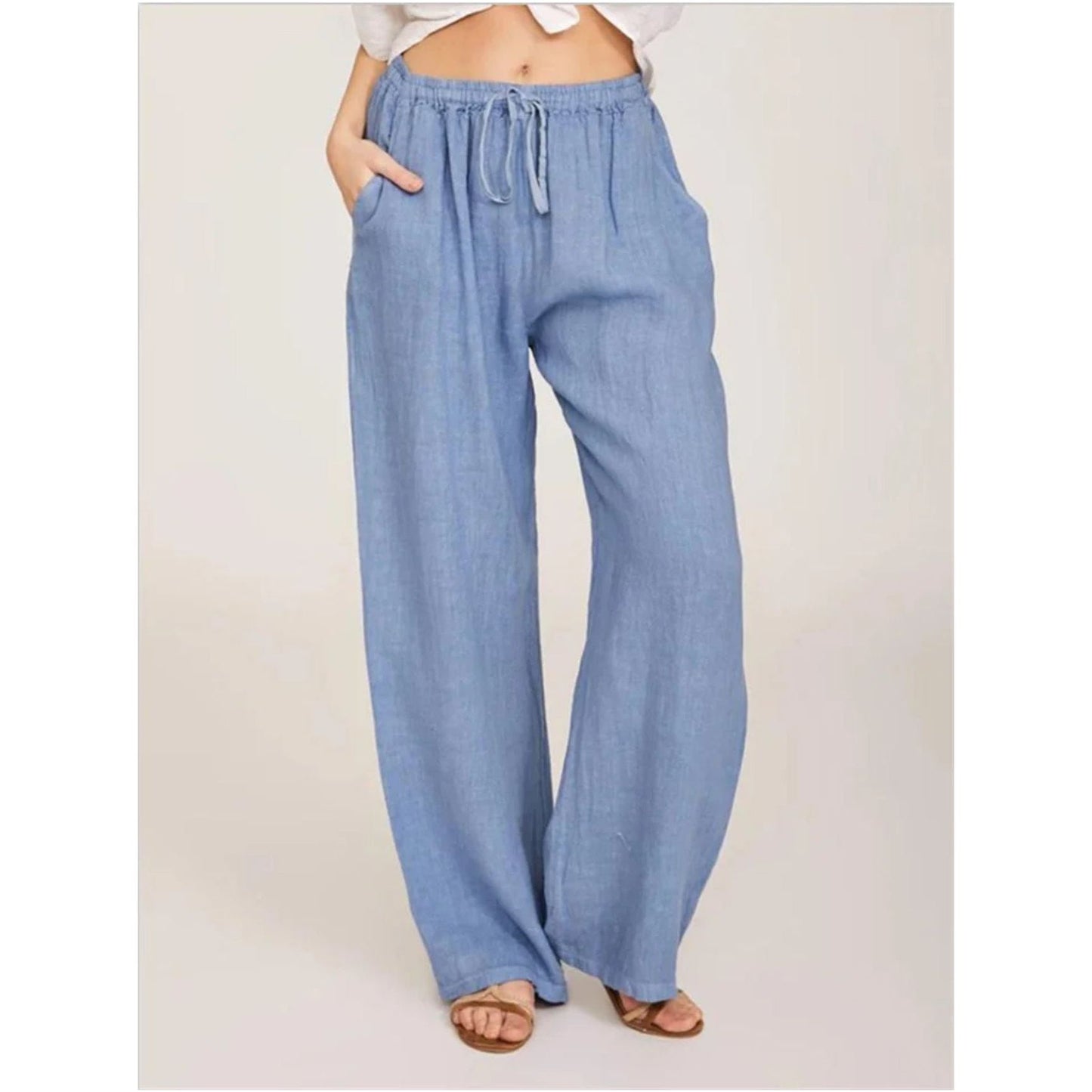 Drawstring High Waist Palazzo Pants.