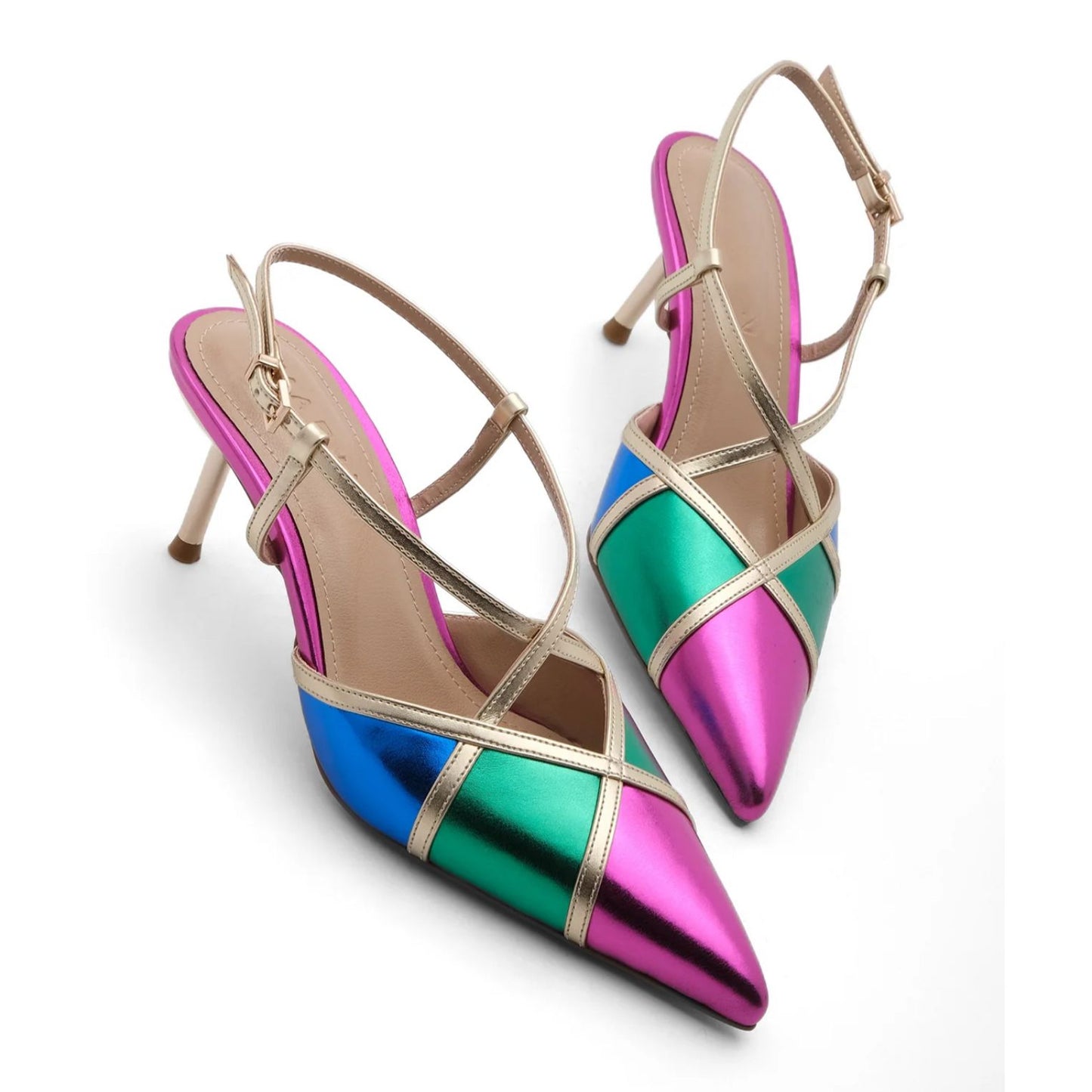 Multi-Color Strappy High Heels Pumps